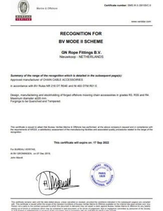 Buro Veritas Manufacturer approval SMS.W.II._29105_C.0 Exp. 17-09-2022